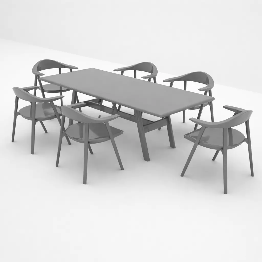 Modern 6-Seater Dining Tablel 3ds Max Clean UVW No Textures 3D model