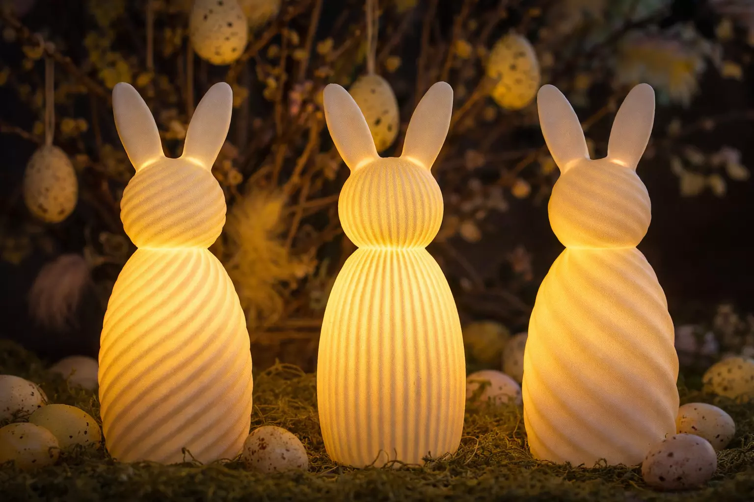 Bunny Tea Light STL Set 3D Printable Easter Bunny Lanterns 3D print model