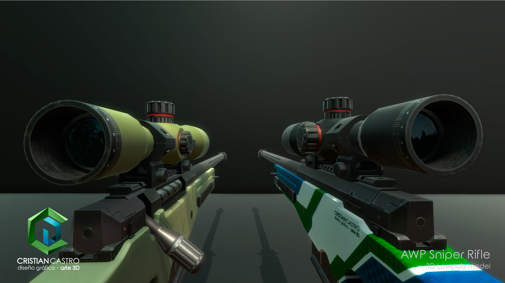 AWP Sniper Rifle Low-poly 3D model_5