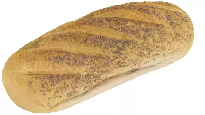 Poppy Seed Bread - High and Low Poly versions Low-poly 3D model