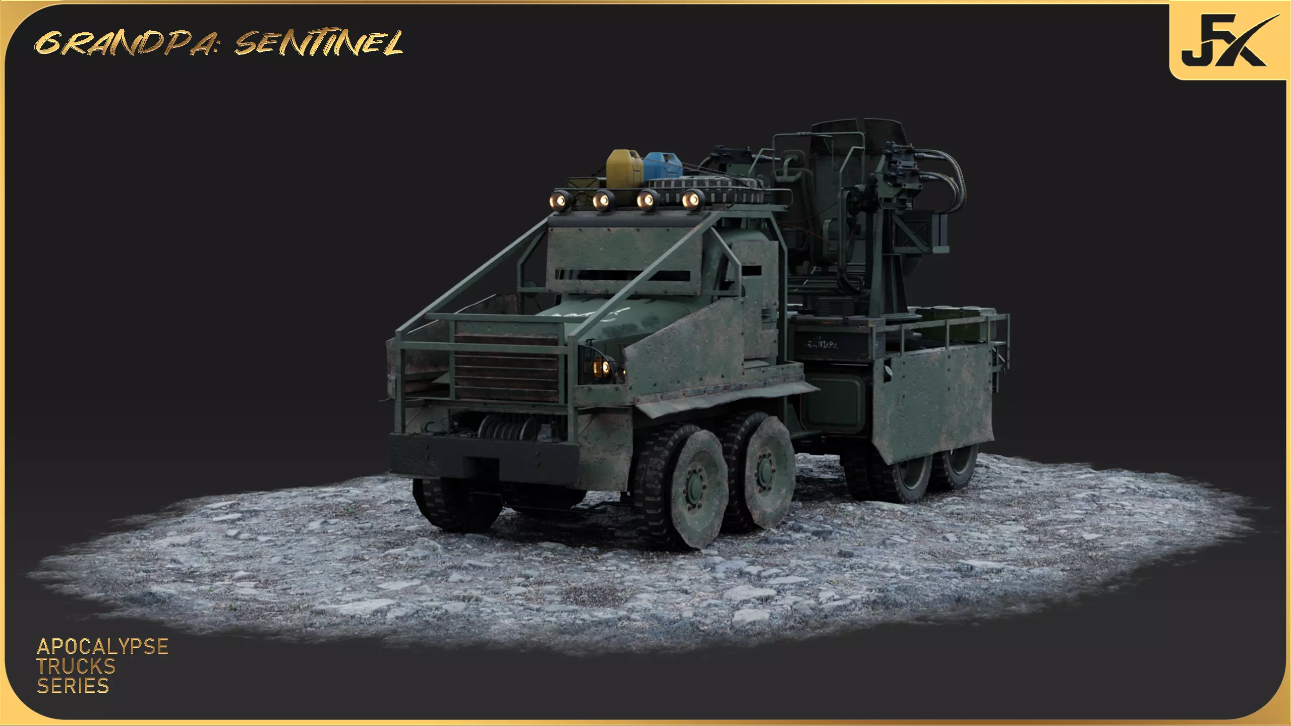 PBR-GrandPa Sentinel-PostApocalyptic Armed Truck Low-poly 3D model
