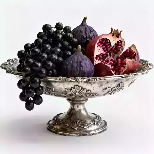 Vintage Ornate Silver Fruit Platter 3D Model