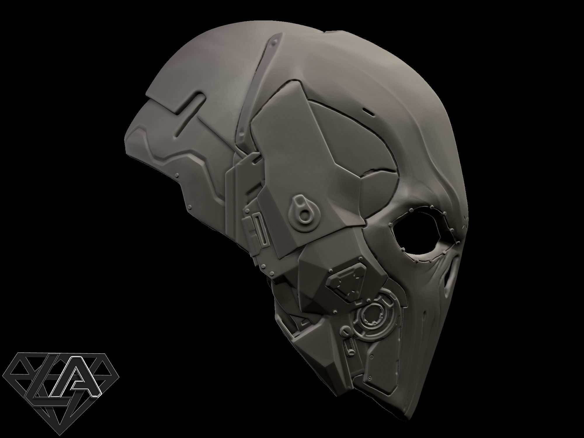 Sci-fi punisher helmet 3D print model_9