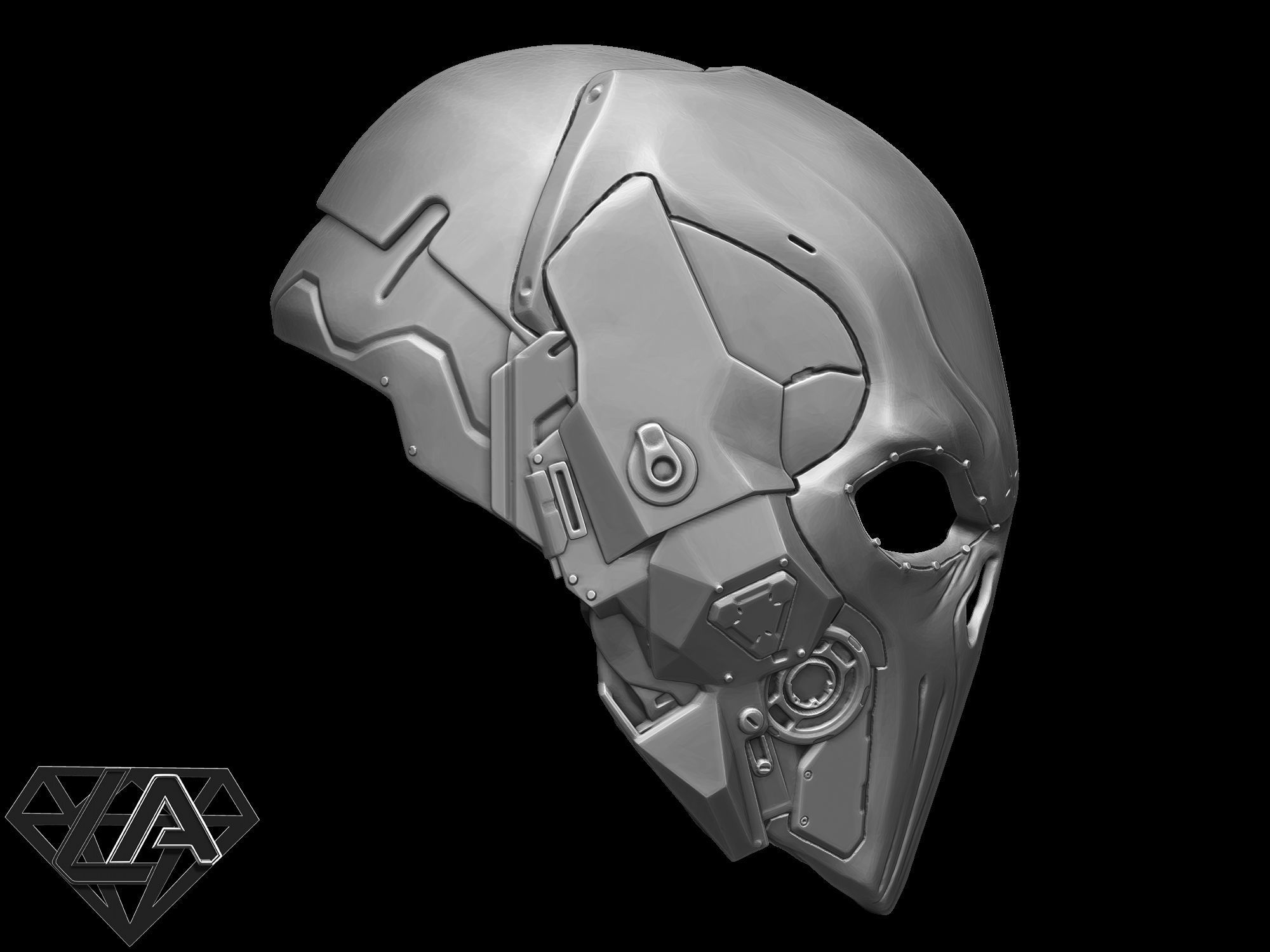 Sci-fi punisher helmet 3D print model_8