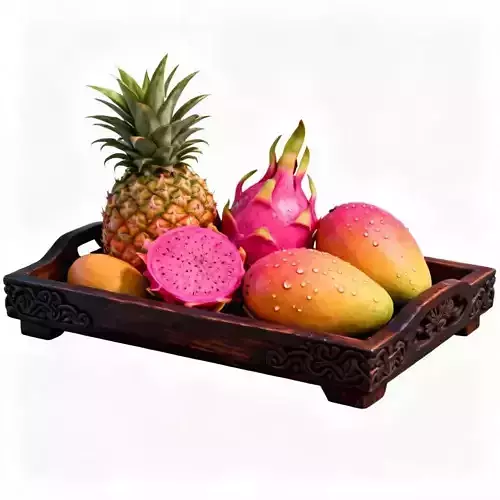 Exotic Tropical Fruit Platter 3D Model