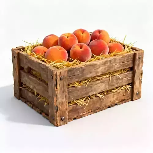 Rustic Wooden Market Crate of Peaches 3D Model