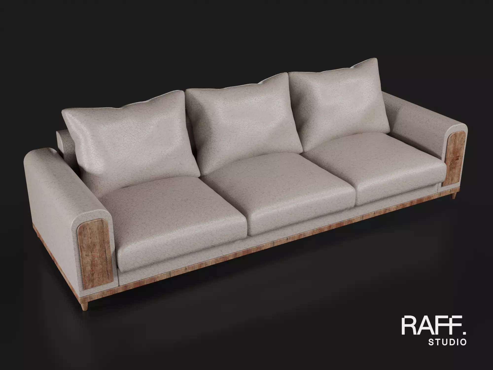 Seat Sofa - Rustic Leather Upholstered Sofa - 8K Atlas 3D model