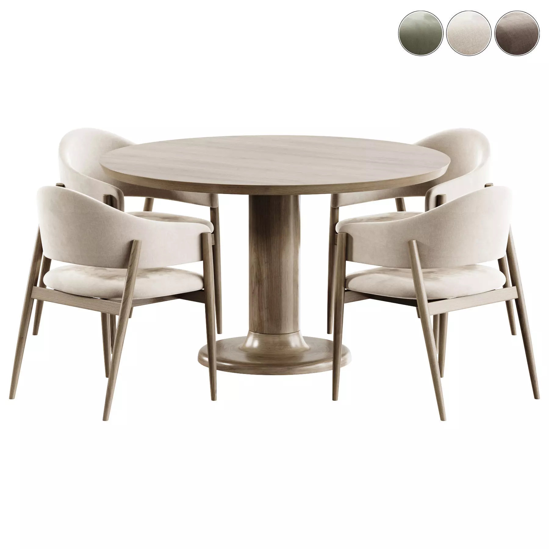 Alba Upholstered Chair and Table Coco Low-poly 3D model