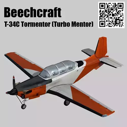 Beechcraft T-34C Turbo Mentor Low-poly 3D model
