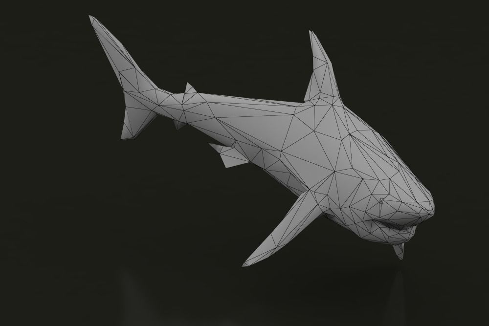Low Poly Great White Shark Low-poly 3D model_0