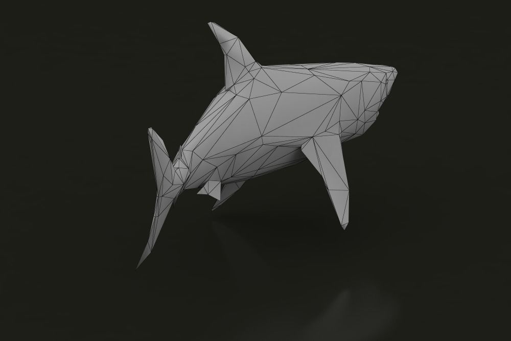 Low Poly Great White Shark Low-poly 3D model_1