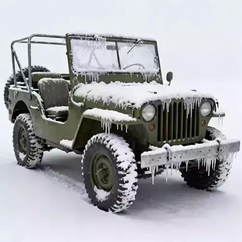 Frozen Classic Military Jeep 3D Model