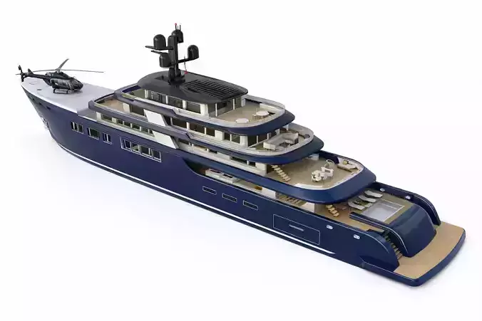 Helipad Luxury Super Yacht Modern Multi-Deck Mega Yacht
