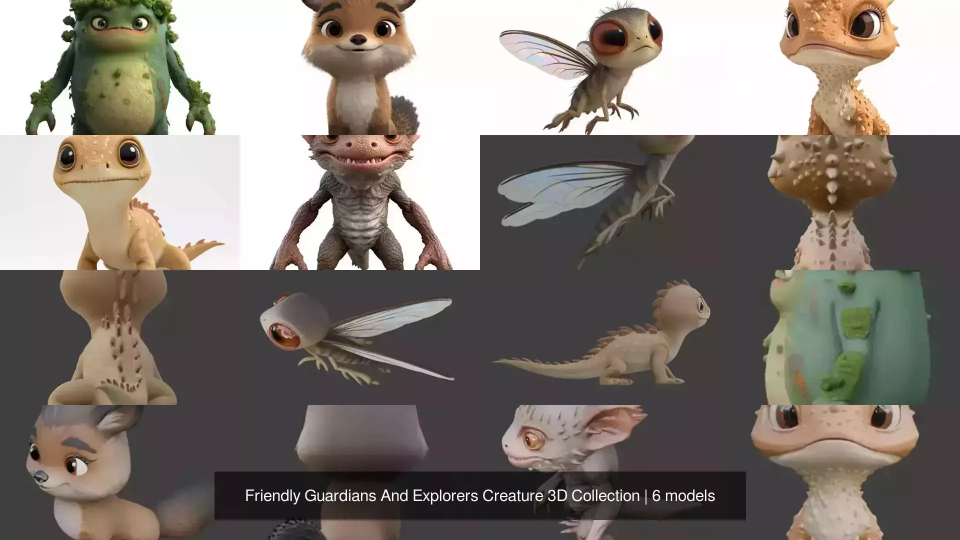 Friendly Guardians And Explorers Creature 3D Collection 3D Model Pack