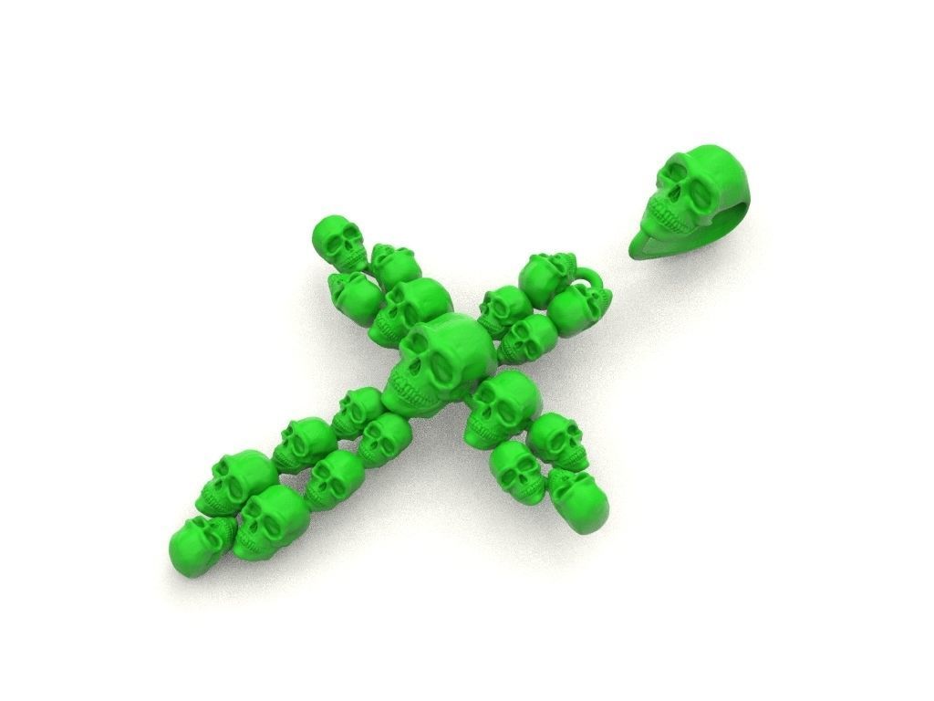 CROSS SKULL PENDANT 3D print model_10
