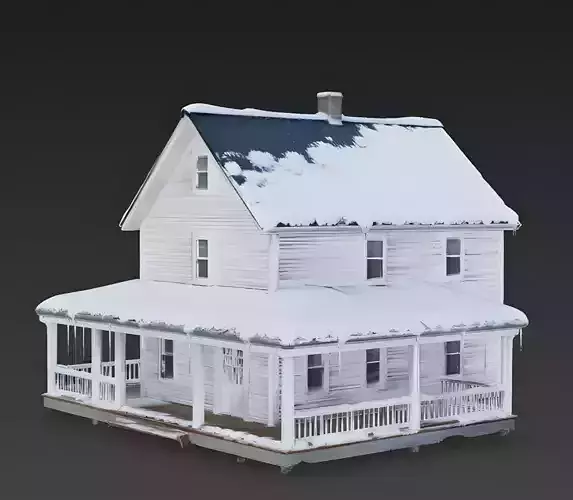 Winter American Farmhouse 3D Model Low-poly 3D model 2