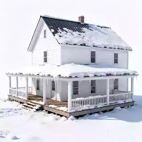 Winter American Farmhouse 3D Model Low-poly 3D model