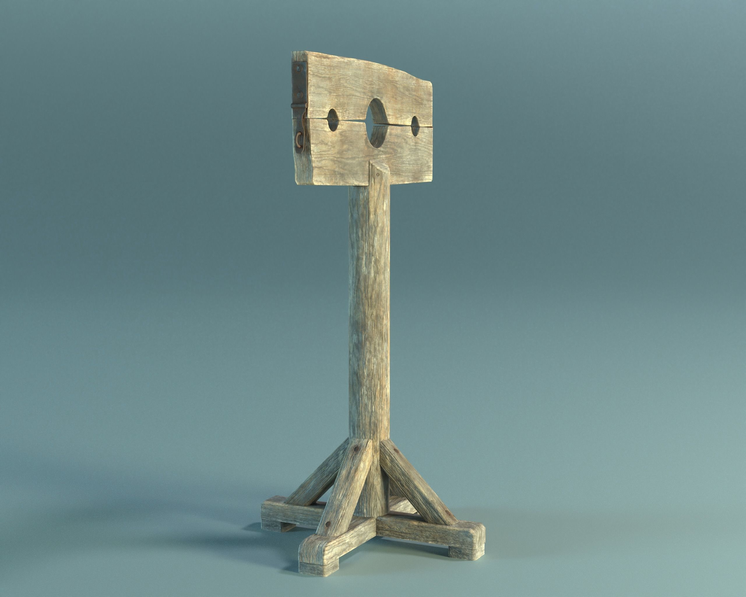 Pillory PBR Low-poly 3D model_1