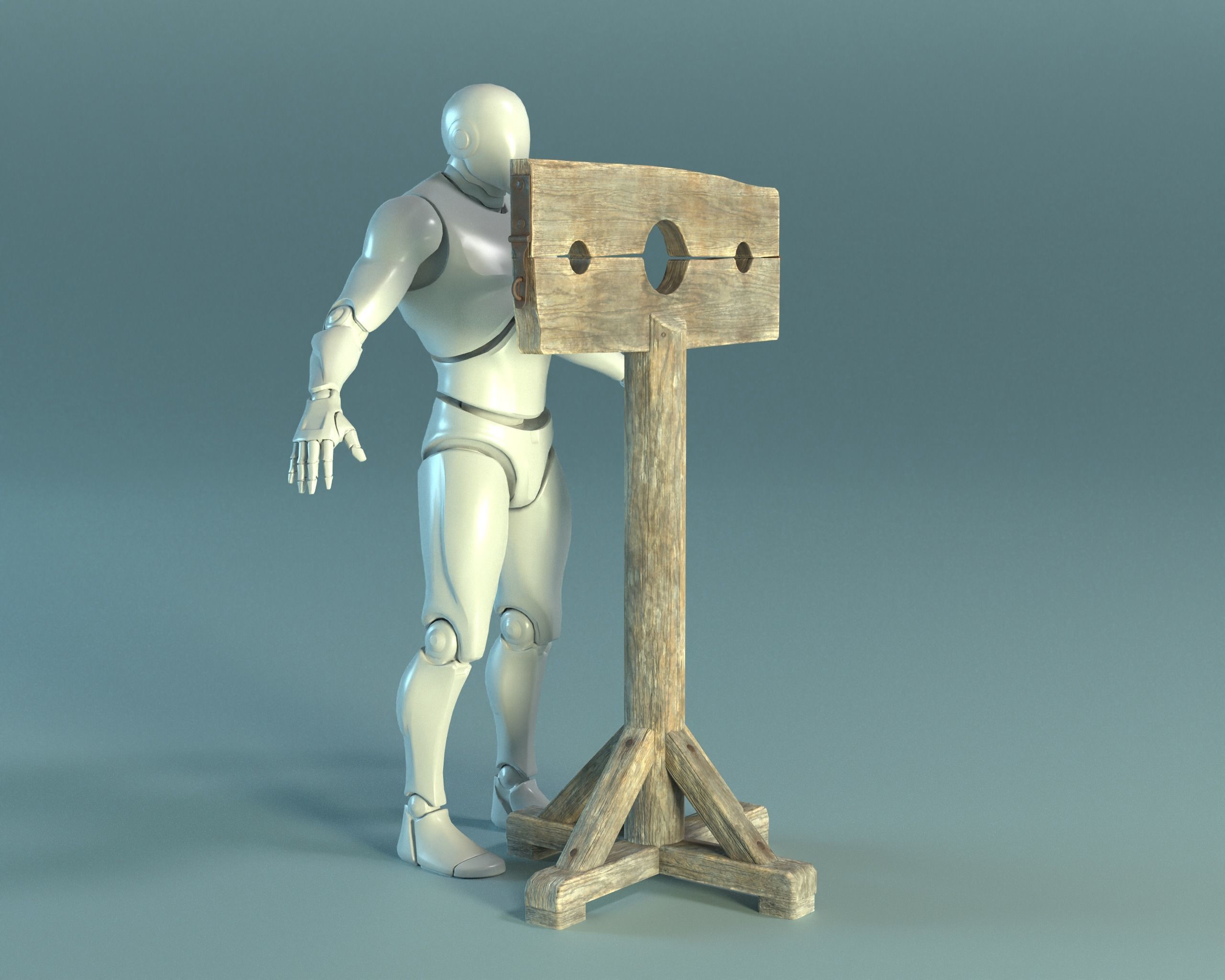 Pillory PBR Low-poly 3D model_6