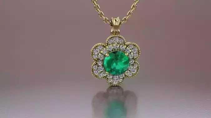 Flower Gems and Diamonds Pendant