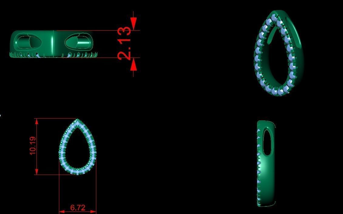Elipse Diamonds Pendant 3D print model_29