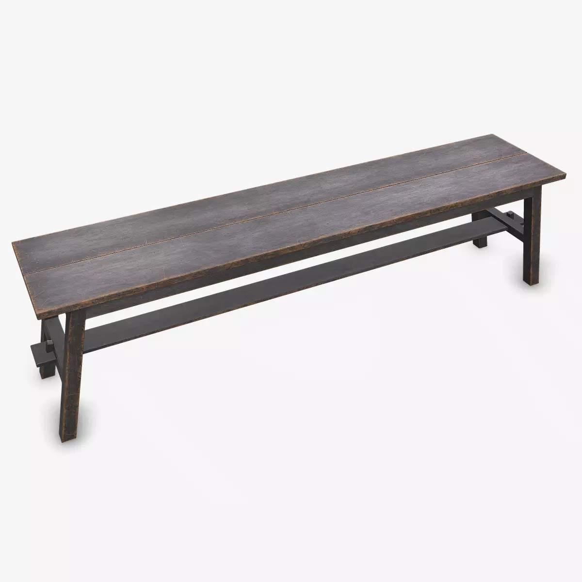 Medieval Wooden Bench Low-poly PBR Free low-poly 3D model