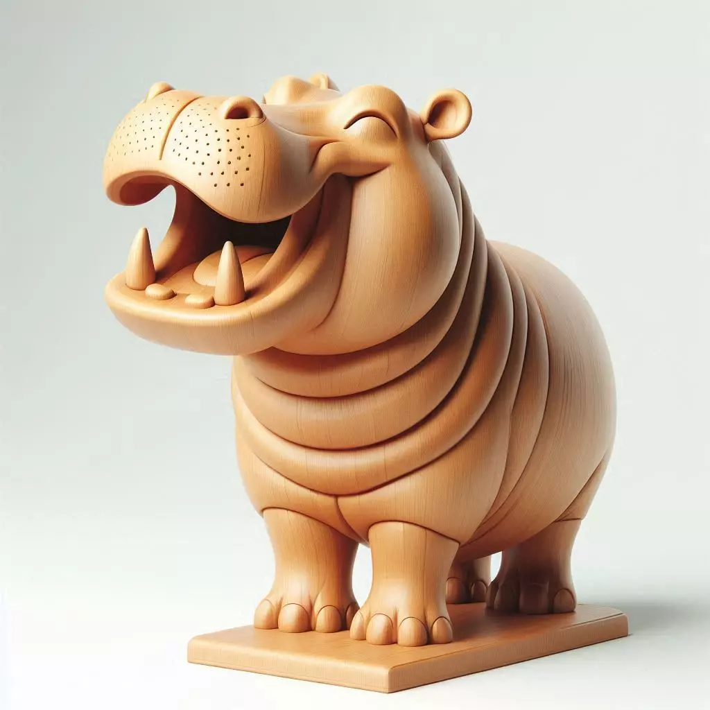 3347Laughing Hippopotamus Full Figure 3D Printed Statue 3D print model