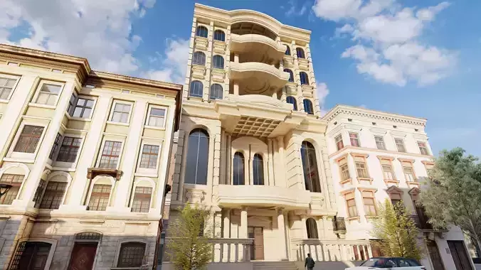 Classic stone facade-Building Classic Facade Element 3D model