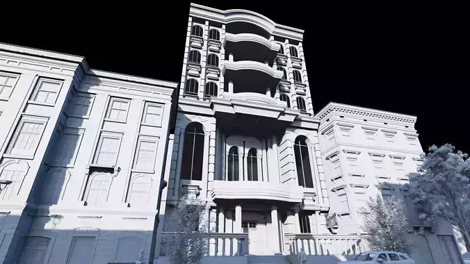 Classic stone facade-Building Classic Facade Element 3D model 5