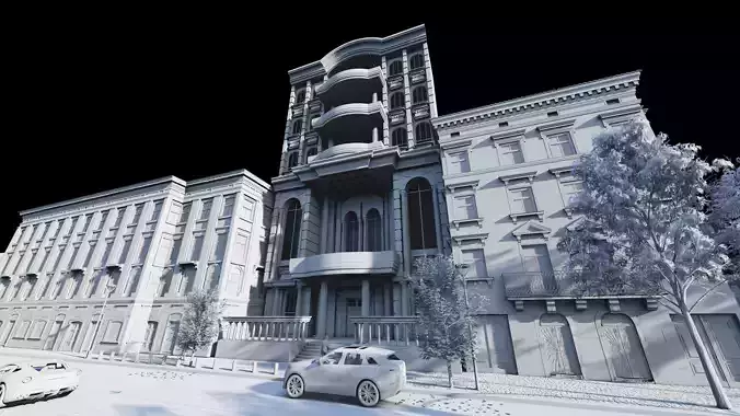 Classic stone facade-Building Classic Facade Element 3D model 7