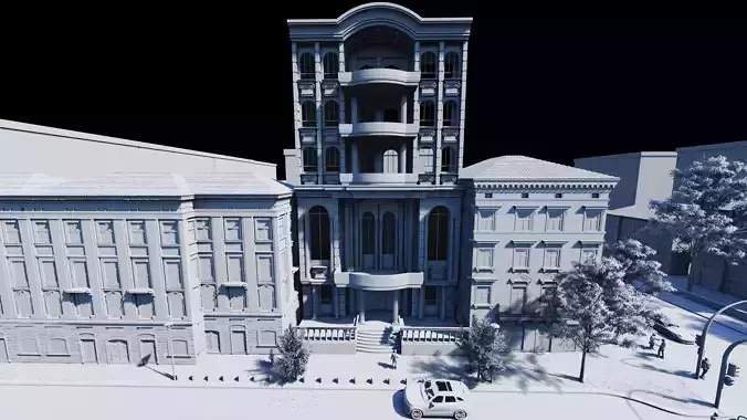 Classic stone facade-Building Classic Facade Element 3D model 4