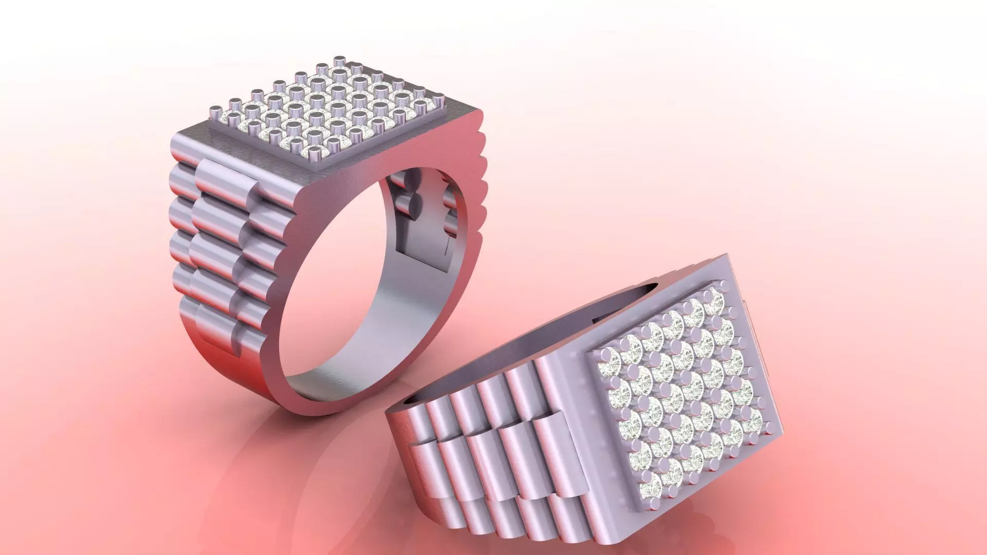 Mens Rings in Gold Platinum Diamond 3D print model