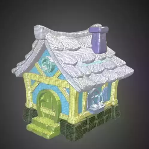 001 Small Colorful Cartoon House Low Poly Mobile Ready 3D Model Low-poly 3D model 7