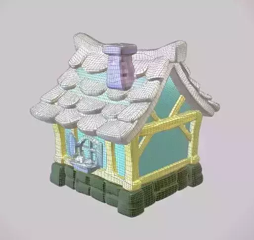 001 Small Colorful Cartoon House Low Poly Mobile Ready 3D Model Low-poly 3D model 4