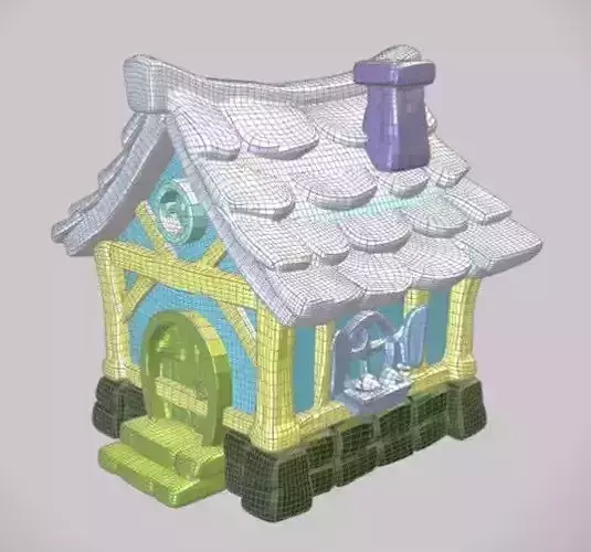001 Small Colorful Cartoon House Low Poly Mobile Ready 3D Model Low-poly 3D model 3