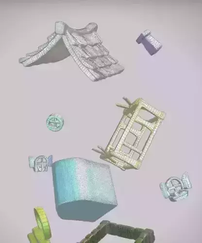 001 Small Colorful Cartoon House Low Poly Mobile Ready 3D Model Low-poly 3D model 6
