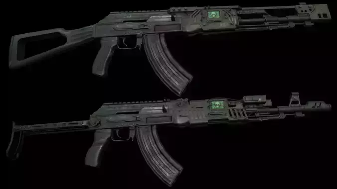 SciFi Futuristic Unique Spiker AK Pattern Assaultrifle Low-poly 3D model