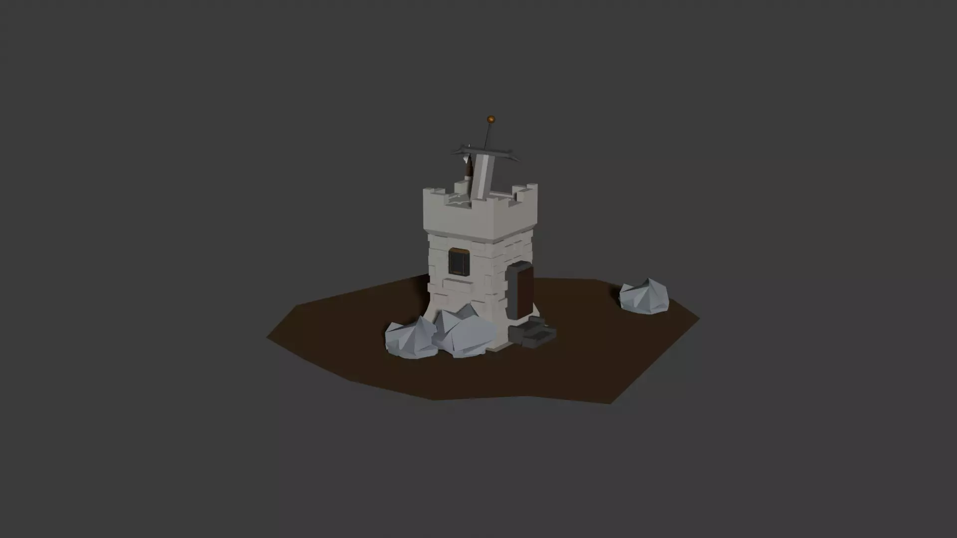 Stylized Medieval Tower 3D Architectural Model Low-poly 3D model