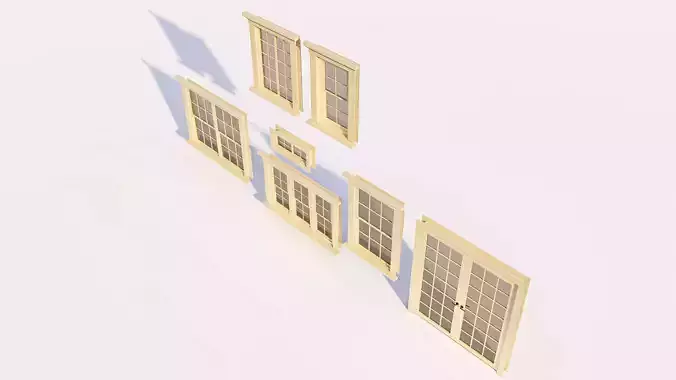 Traditional Double Hung Residential Window Pack 3D model 6