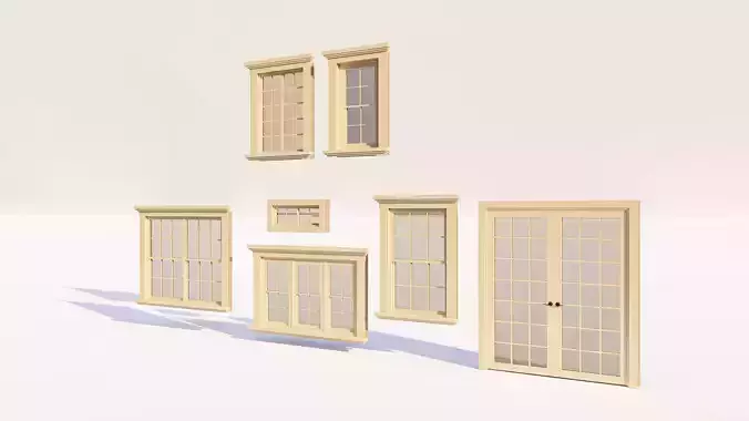 Traditional Double Hung Residential Window Pack 3D model 3