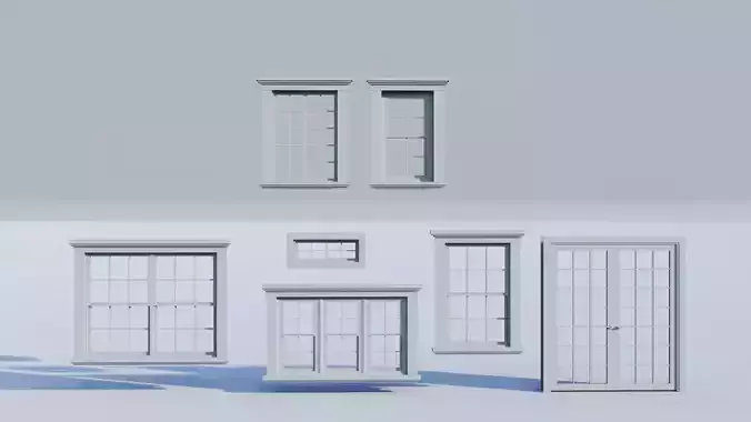 Traditional Double Hung Residential Window Pack 3D model 2