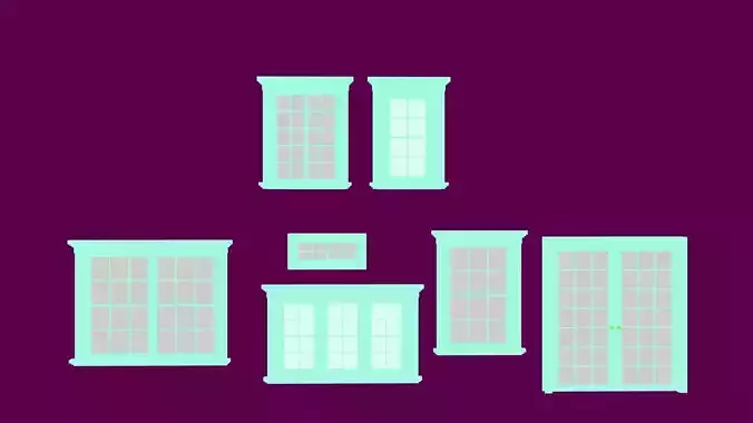 Traditional Double Hung Residential Window Pack 3D model 7