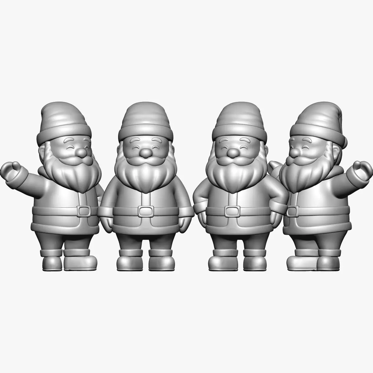 Santa Claus Stylized 4 Poses 3D print model