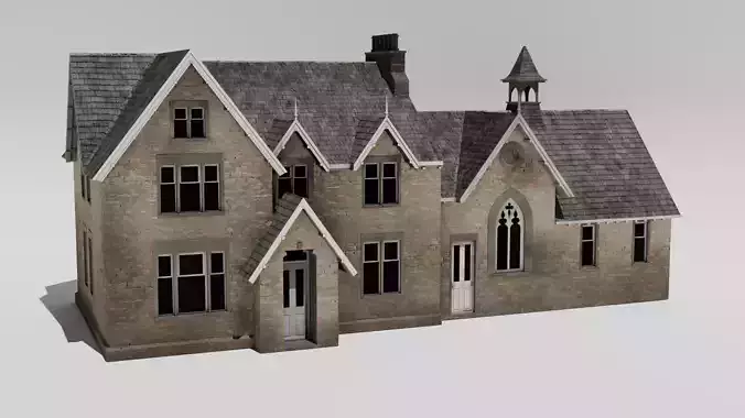 Victorian Gothic Stone House 3D model