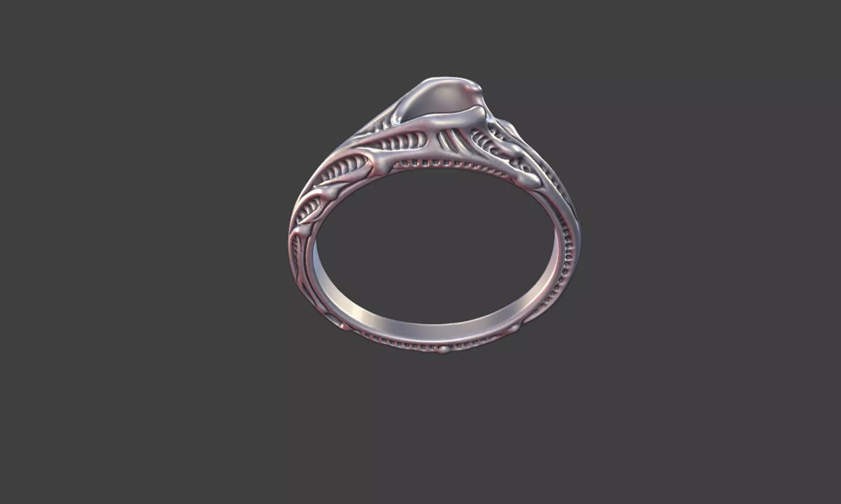 Giger-Inspired Bio-Organic Ring band 3D print model