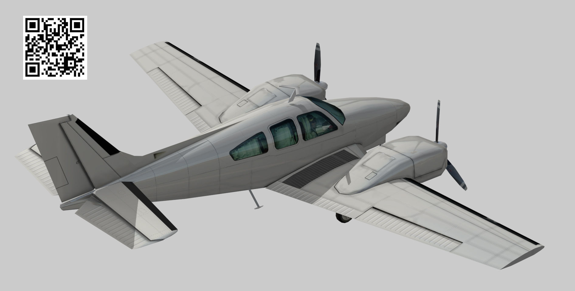Beechcraft 56TC Baron Low-poly 3D model_2