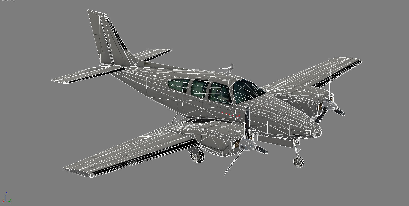 Beechcraft 56TC Baron Low-poly 3D model_10