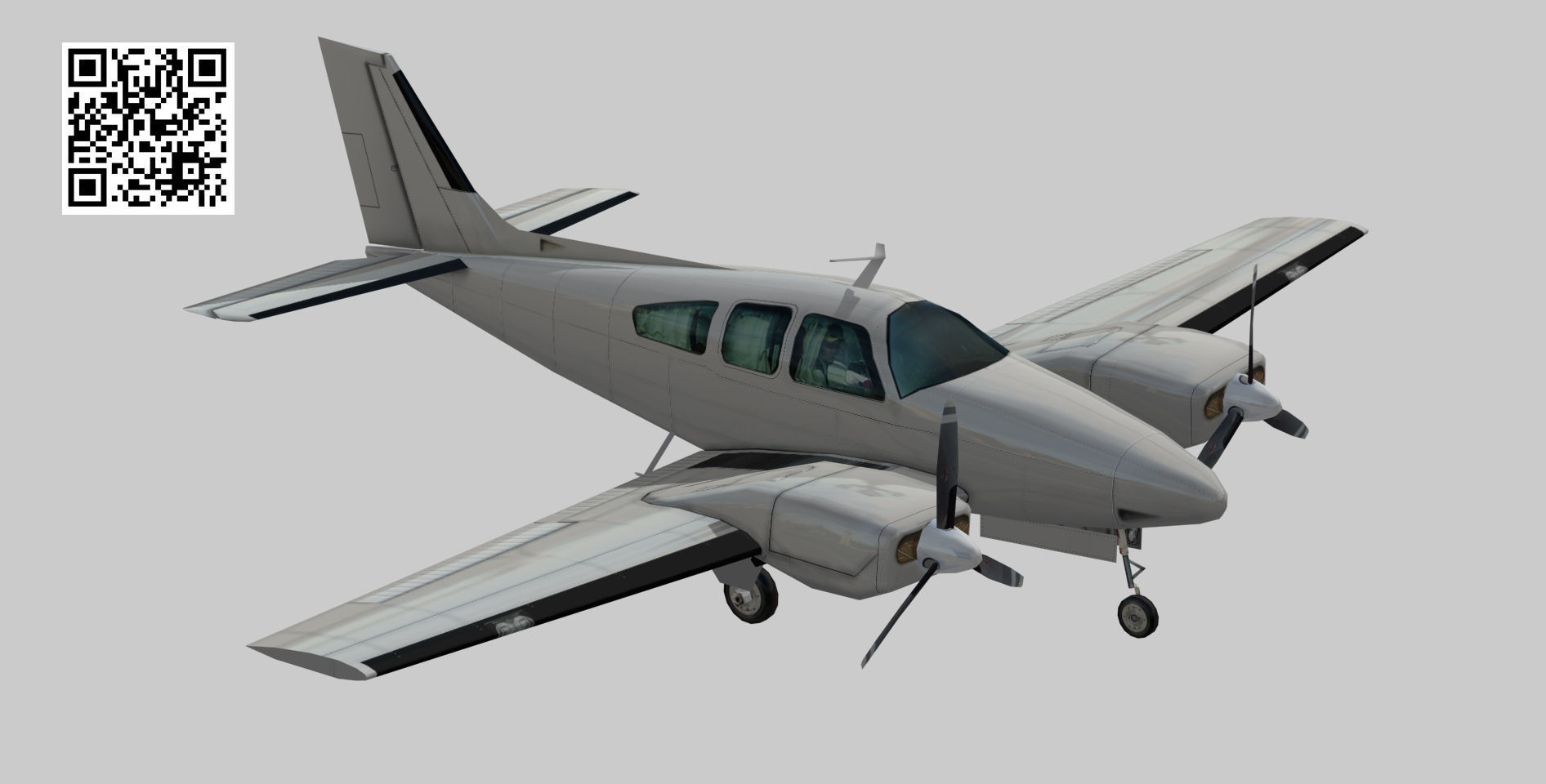 Beechcraft 56TC Baron Low-poly 3D model_4
