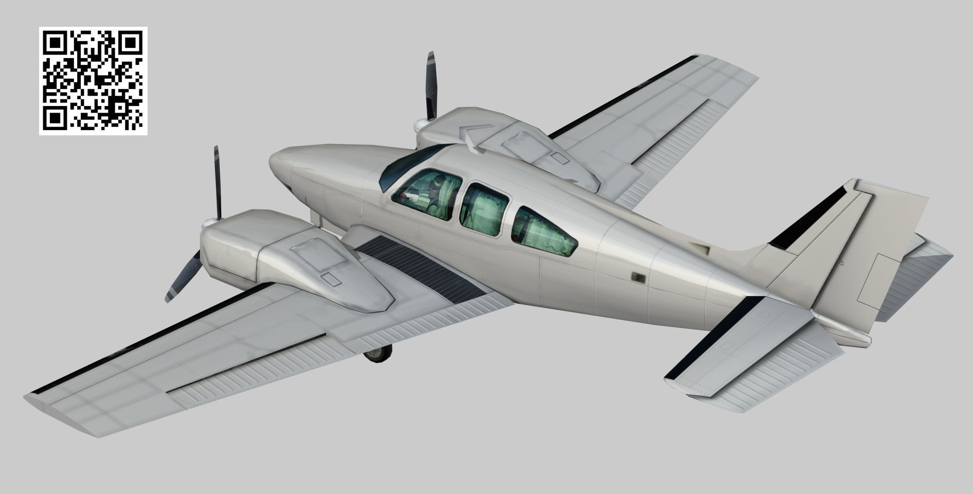 Beechcraft 56TC Baron Low-poly 3D model_3