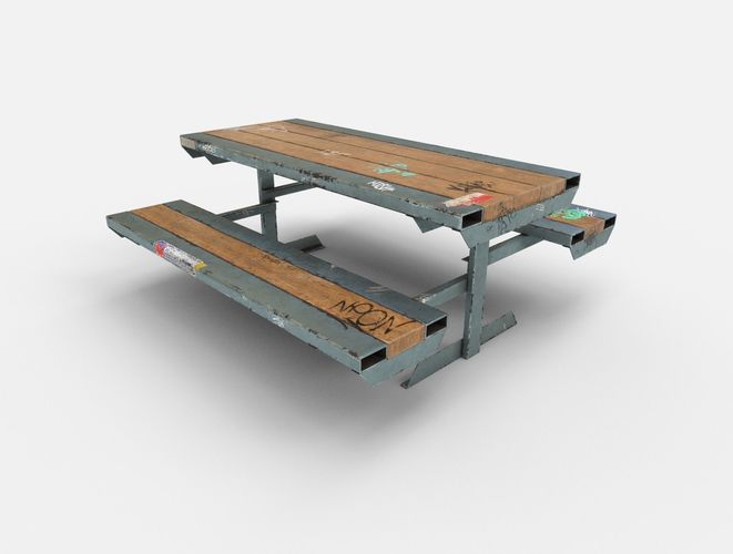 Skate Park Bench PBR Textures Low-poly 3D model